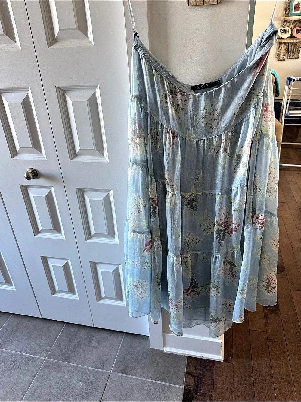 Lauren Ralph Lauren Floral Maxi Skirt in Blue & Pink Size Large Like New